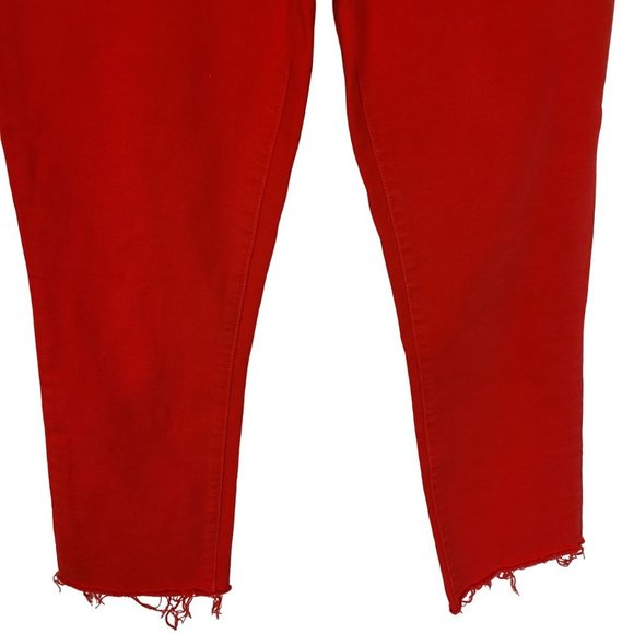 Current/Elliot Womens 26 Fiery Red Raw Hem The Kick Flare-leg Cropped Jeans - Picture 4 of 10